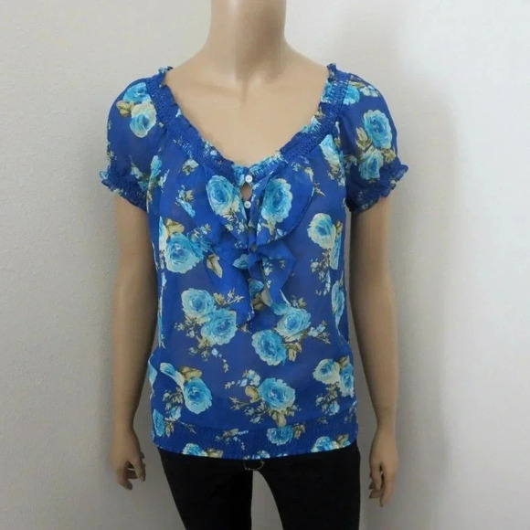 NEW Abercrombie Floral Sheer Top Size Medium - Picture 1 of 8